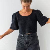 HAND CROCHET BUBBLE SLEEVE TOP