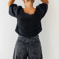 HAND CROCHET BUBBLE SLEEVE TOP
