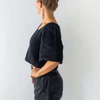HAND CROCHET BUBBLE SLEEVE TOP