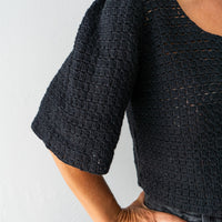 HAND CROCHET BUBBLE SLEEVE TOP
