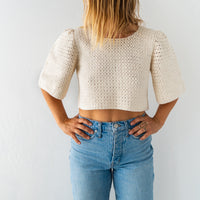HAND CROCHET BUBBLE SLEEVE TOP