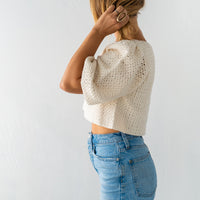 HAND CROCHET BUBBLE SLEEVE TOP