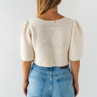 HAND CROCHET BUBBLE SLEEVE TOP