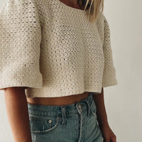 HAND CROCHET BUBBLE SLEEVE TOP