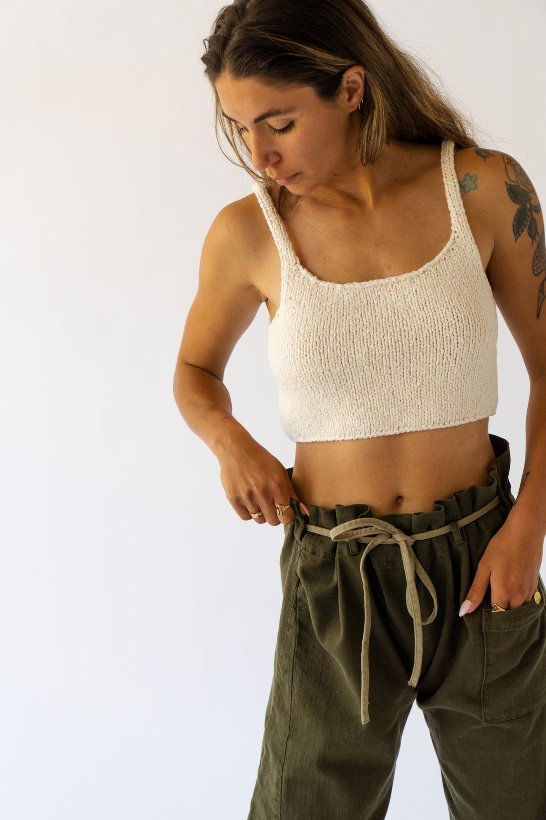 HAND KNIT CROP TANK