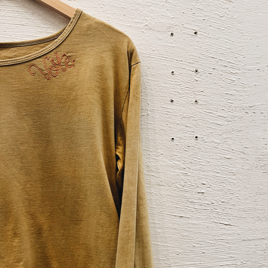 VOTE TEE long sleeve tee- Marigold w/ Orange Stitching