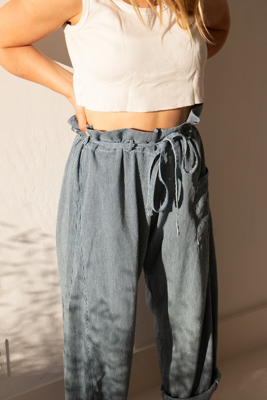 JAPANESE STRIPE ORIGAMI TROUSER