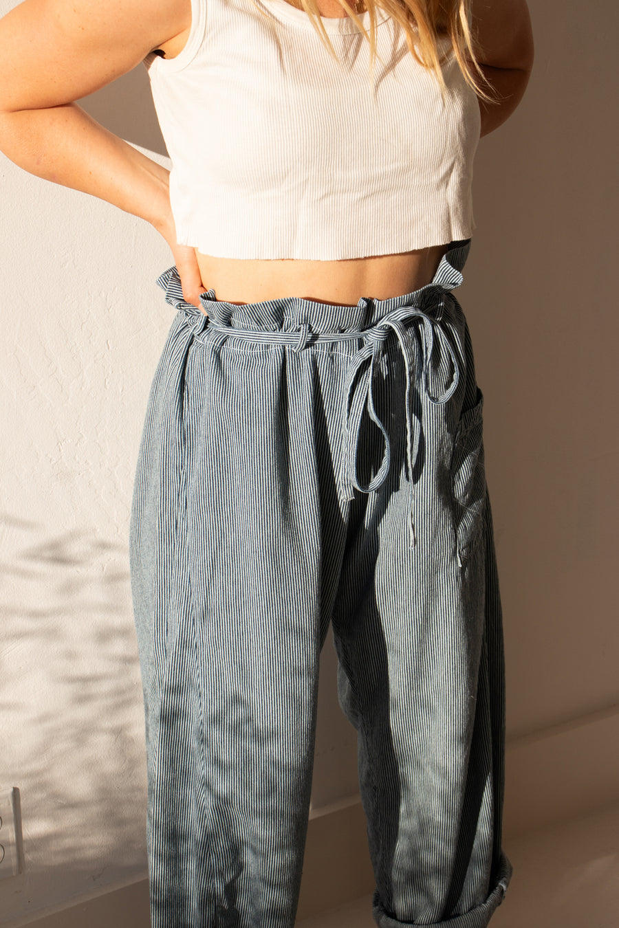 JAPANESE STRIPE ORIGAMI TROUSER