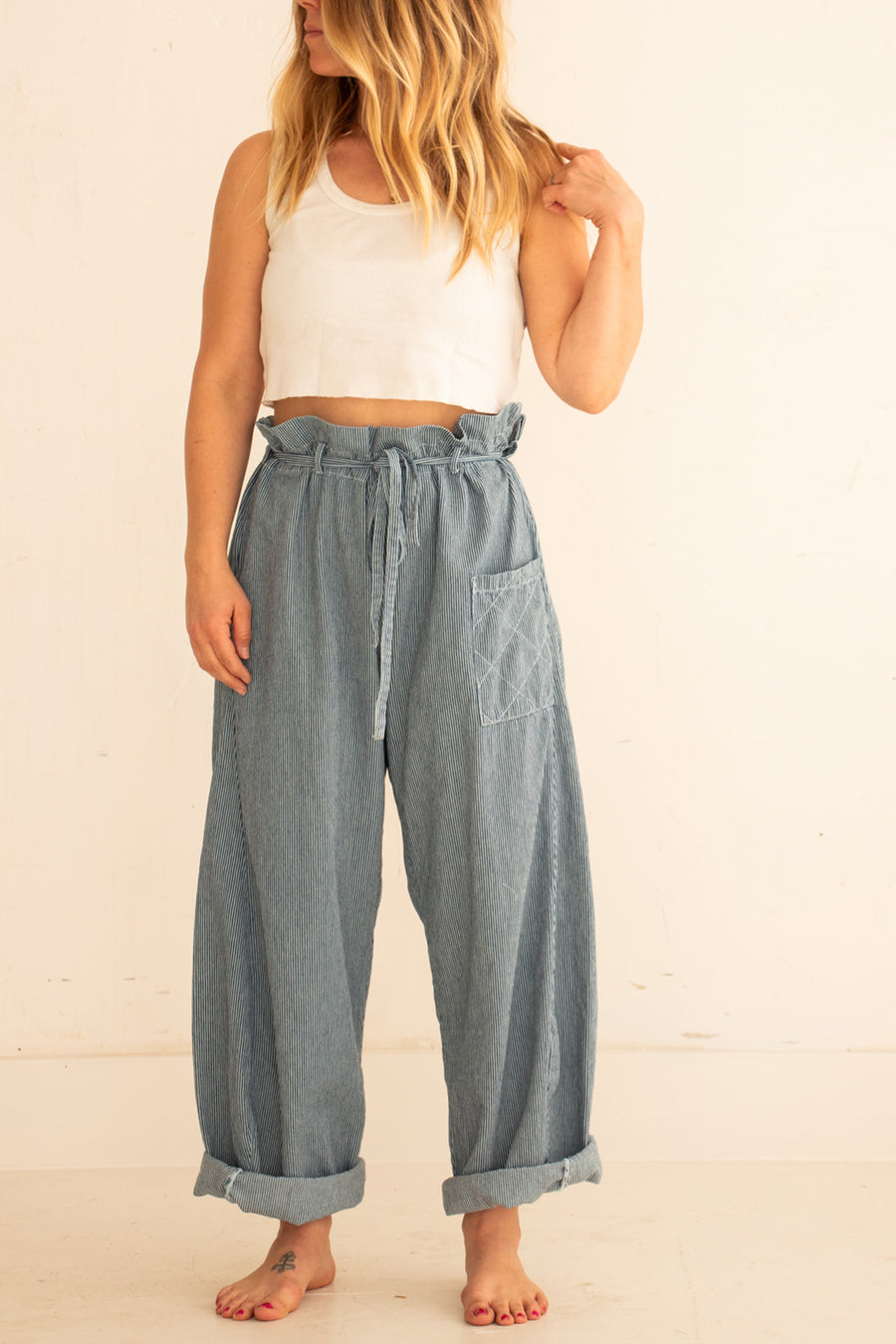 JAPANESE STRIPE ORIGAMI TROUSER
